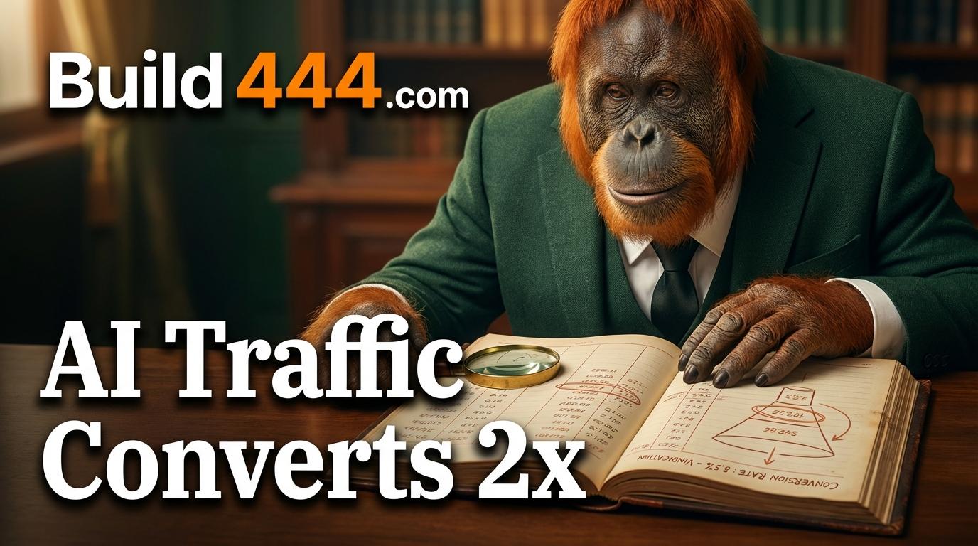 Abstrakt datavisualisering der viser AI-søgningens konverteringsfordel over traditionel søgning