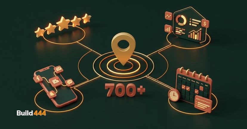 Miniature diorama of a tropical scooter rental shop with tiny scooters, palm trees, and a glowing review stars display