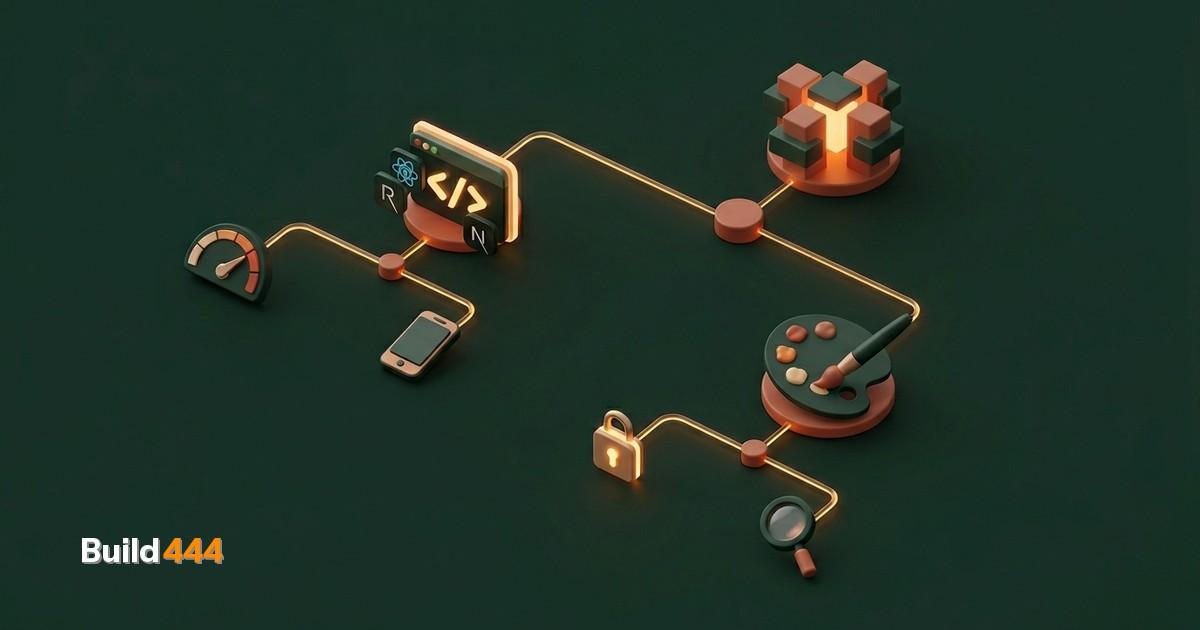 Miniature business owner reviewing portfolios at a desk with tiny website mockups and a magnifying glass