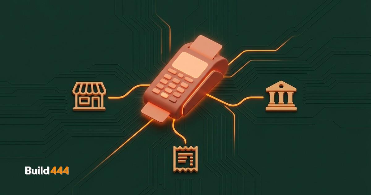 Miniature diorama of a payment processing desk with tiny credit cards and a Stripe terminal